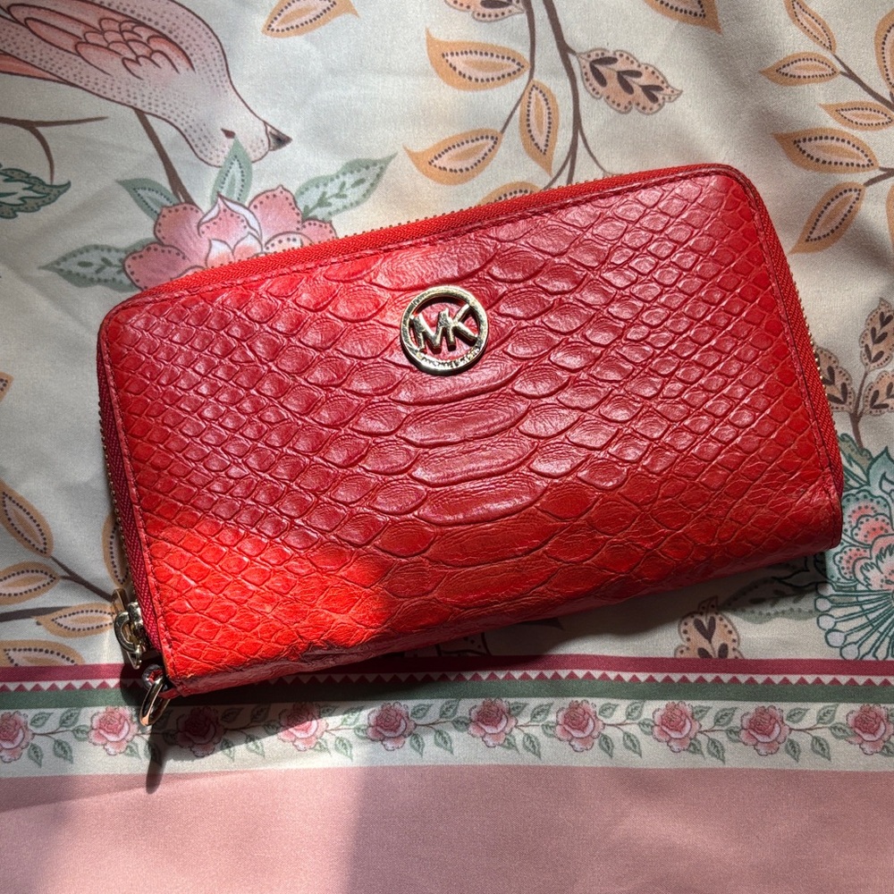 Michael Kors Orange Snake Print Wallet